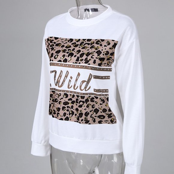 Letter Leopard Print Rhinestone Decor Top - Picture 4 of 5